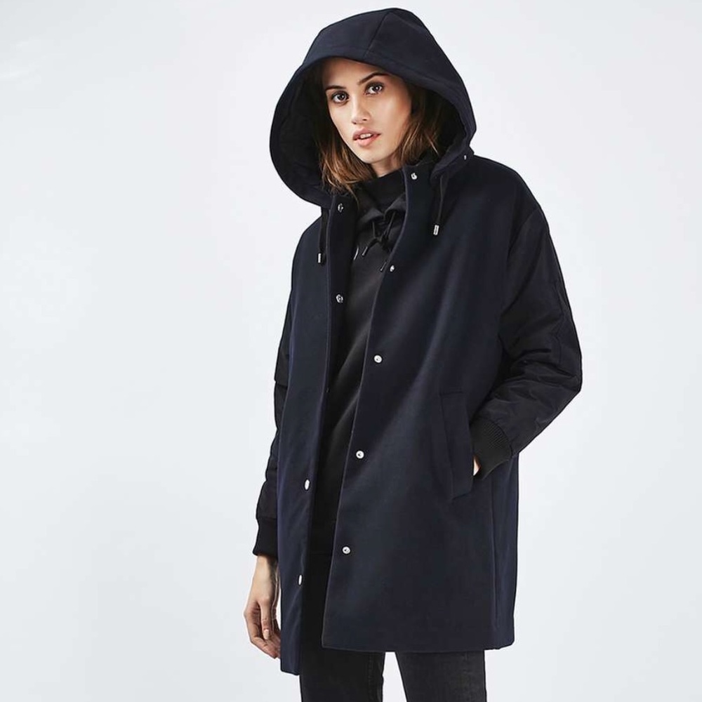 Topshop | Black Hybrid Bomber Coat